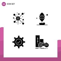 Set of 4 Modern UI Icons Symbols Signs for distribute tick connection motivation gamepad Editable Vector Design Elements