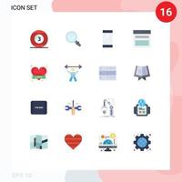 16 Universal Flat Color Signs Symbols of user interface glass communication android Editable Pack of Creative Vector Design Elements