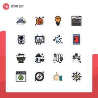 16 Universal Flat Color Filled Line Signs Symbols of audio ui bulb prototype fi Editable Creative Vector Design Elements