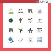 Modern Set of 16 Flat Colors Pictograph of bangla service discount notification bell Editable Pack of Creative Vector Design Elements