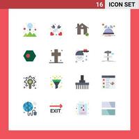 Modern Set of 16 Flat Colors Pictograph of bangla service discount notification bell Editable Pack of Creative Vector Design Elements