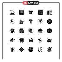 Pictogram Set of 25 Simple Solid Glyphs of business electronic science database combination Editable Vector Design Elements