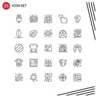 Set of 25 Vector Lines on Grid for experience hand money gesture healthcare Editable Vector Design Elements