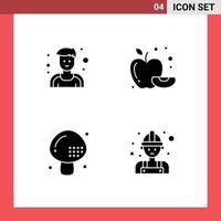 User Interface Pack of Basic Solid Glyphs of athlete meal apple cooking carpenter Editable Vector Design Elements