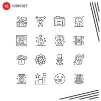 Modern Set of 16 Outlines and symbols such as pine trees arctic gym alpine file Editable Vector Design Elements