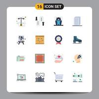User Interface Pack of 16 Basic Flat Colors of canvas document sport business film artist Editable Pack of Creative Vector Design Elements