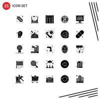 Universal Icon Symbols Group of 25 Modern Solid Glyphs of stats dashboard engineering processing roza Editable Vector Design Elements