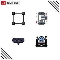 User Interface Pack of 4 Basic Filledline Flat Colors of path laptop card bubble reload Editable Vector Design Elements