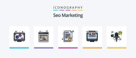 Seo Marketing Line Filled 5 Icon Pack Including . web. place holder. browser. conversion. Creative Icons Design vector