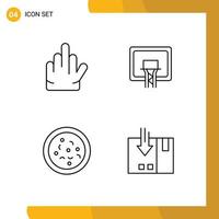 Stock Vector Icon Pack of 4 Line Signs and Symbols for gesture eat backboard board delivery Editable Vector Design Elements