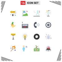 Set of 16 Modern UI Icons Symbols Signs for sparrow fly moon bird night Editable Pack of Creative Vector Design Elements