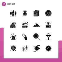 Set of 16 Modern UI Icons Symbols Signs for building lover spring love routine Editable Vector Design Elements