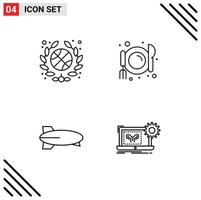 Editable Vector Line Pack of 4 Simple Filledline Flat Colors of team vehicles cafe balloon circuit Editable Vector Design Elements