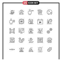 Mobile Interface Line Set of 25 Pictograms of location destination body delivery nature Editable Vector Design Elements