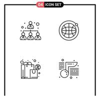 User Interface Pack of 4 Basic Filledline Flat Colors of business tax globe bag note Editable Vector Design Elements