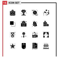 Set of 16 Modern UI Icons Symbols Signs for four person black friday office desk Editable Vector Design Elements