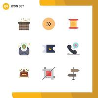 9 User Interface Flat Color Pack of modern Signs and Symbols of phone ticket china movie email virus Editable Vector Design Elements