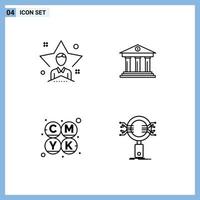 Modern Set of 4 Filledline Flat Colors Pictograph of bright money student business color Editable Vector Design Elements