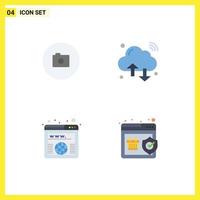 Modern Set of 4 Flat Icons and symbols such as camera address ui internet of things url Editable Vector Design Elements