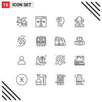 Universal Icon Symbols Group of 16 Modern Outlines of furniture up flowchart mind human Editable Vector Design Elements