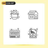 Group of 4 Filledline Flat Colors Signs and Symbols for cooking mixer pot build sound Editable Vector Design Elements