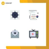 Universal Icon Symbols Group of 4 Modern Flat Icons of control graduation calendar party tv Editable Vector Design Elements