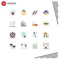 Universal Icon Symbols Group of 16 Modern Flat Colors of construction thermometer holiday party audio connection Editable Pack of Creative Vector Design Elements