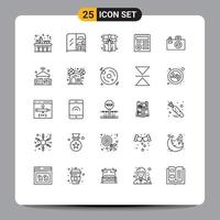 User Interface Pack of 25 Basic Lines of house image gift camera ui Editable Vector Design Elements