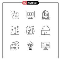 Set of 9 Modern UI Icons Symbols Signs for magical magic camera halloween intelligence Editable Vector Design Elements