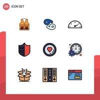 Set of 9 Modern UI Icons Symbols Signs for love shield greece security protection Editable Vector Design Elements