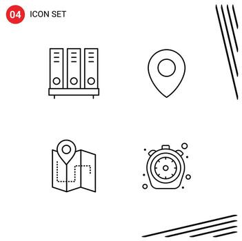 4 Line concept for Websites Mobile and Apps archive camping document map track Editable Vector Design Elements