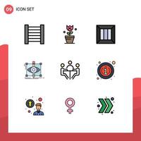 Editable Vector Line Pack of 9 Simple Filledline Flat Colors of conference business logistic visual sketch Editable Vector Design Elements
