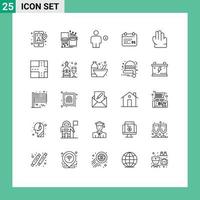 Modern Set of 25 Lines and symbols such as day calendar cable canada energy Editable Vector Design Elements