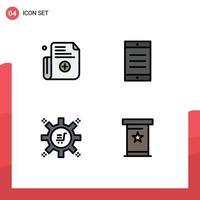 Set of 4 Vector Filledline Flat Colors on Grid for form marketing technology mobile marketing automation podia Editable Vector Design Elements