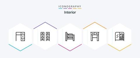 Interior 25 Line icon pack including interior. table. office draw. drawer. room vector