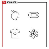 4 Thematic Vector Filledline Flat Colors and Editable Symbols of bomb sport console psp dollar Editable Vector Design Elements