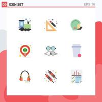 9 Creative Icons Modern Signs and Symbols of moustache location american festival protective Editable Vector Design Elements