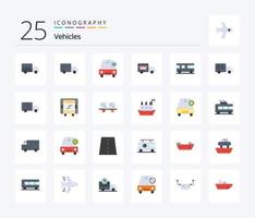 Vehicles 25 Flat Color icon pack including lorry. vehicle. vehicles. van. bus vector