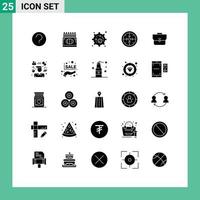 Mobile Interface Solid Glyph Set of 25 Pictograms of bag operation education implementation stages Editable Vector Design Elements