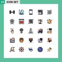 Modern Set of 25 Filled line Flat Colors Pictograph of ferris social device connections machine Editable Vector Design Elements