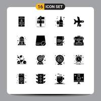 16 Universal Solid Glyph Signs Symbols of transport info developer flight alcoholic Editable Vector Design Elements