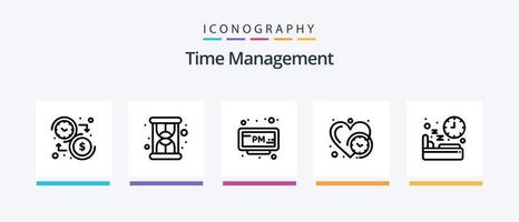 Time Management Line 5 Icon Pack Including time. phone. clock. duration. watch. Creative Icons Design vector