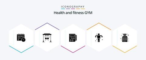 Gym 25 Glyph icon pack including bottle. gym. gym. sport. exercise vector