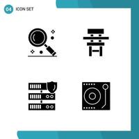 Solid Glyph Pack of 4 Universal Symbols of interface furniture search class network Editable Vector Design Elements