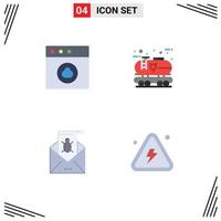 Group of 4 Flat Icons Signs and Symbols for app e eco oil email Editable Vector Design Elements