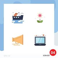 4 User Interface Flat Icon Pack of modern Signs and Symbols of leaked speaker waste flower motivation Editable Vector Design Elements