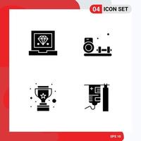 Solid Glyph Pack of Universal Symbols of coding trophy programming fitness reward Editable Vector Design Elements