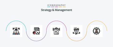 Strategy And Management Line Filled Flat 5 Icon Pack Including sort. filter. analytics. management. strategy vector