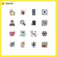 16 Universal Flat Color Filled Line Signs Symbols of worker builder control labour man energy Editable Creative Vector Design Elements