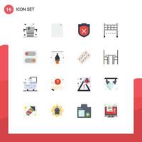 16 User Interface Flat Color Pack of modern Signs and Symbols of art toggle shield switch sport Editable Pack of Creative Vector Design Elements